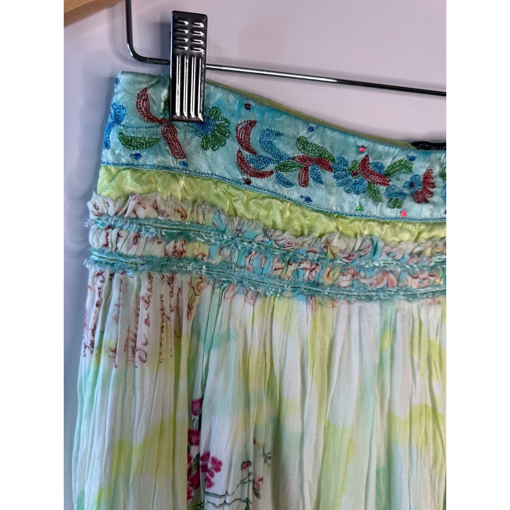 Y2K Chaudry KC Floral Embroidered Sequin Midi Skirt Fairy Ethereal Whimsical - Picture 3 of 13